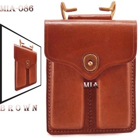 BROWN LEATHER .45 DOUBLE MAGAZINE POUCH