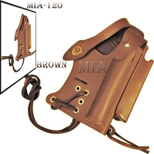 U.S. WALTHER P-22 HOLSTER WITH MAG & SILENCER POCKET - BROWN LEATHER