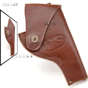 US WW2 SMITH & WESSON VICTORY MODEL REVOLVER HOLSTER - BROWN LEATHER
